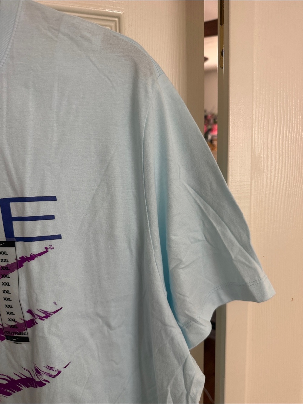 Nike Light Blue Tee with Purple Swoosh Size XXL - Picture 4 of 10